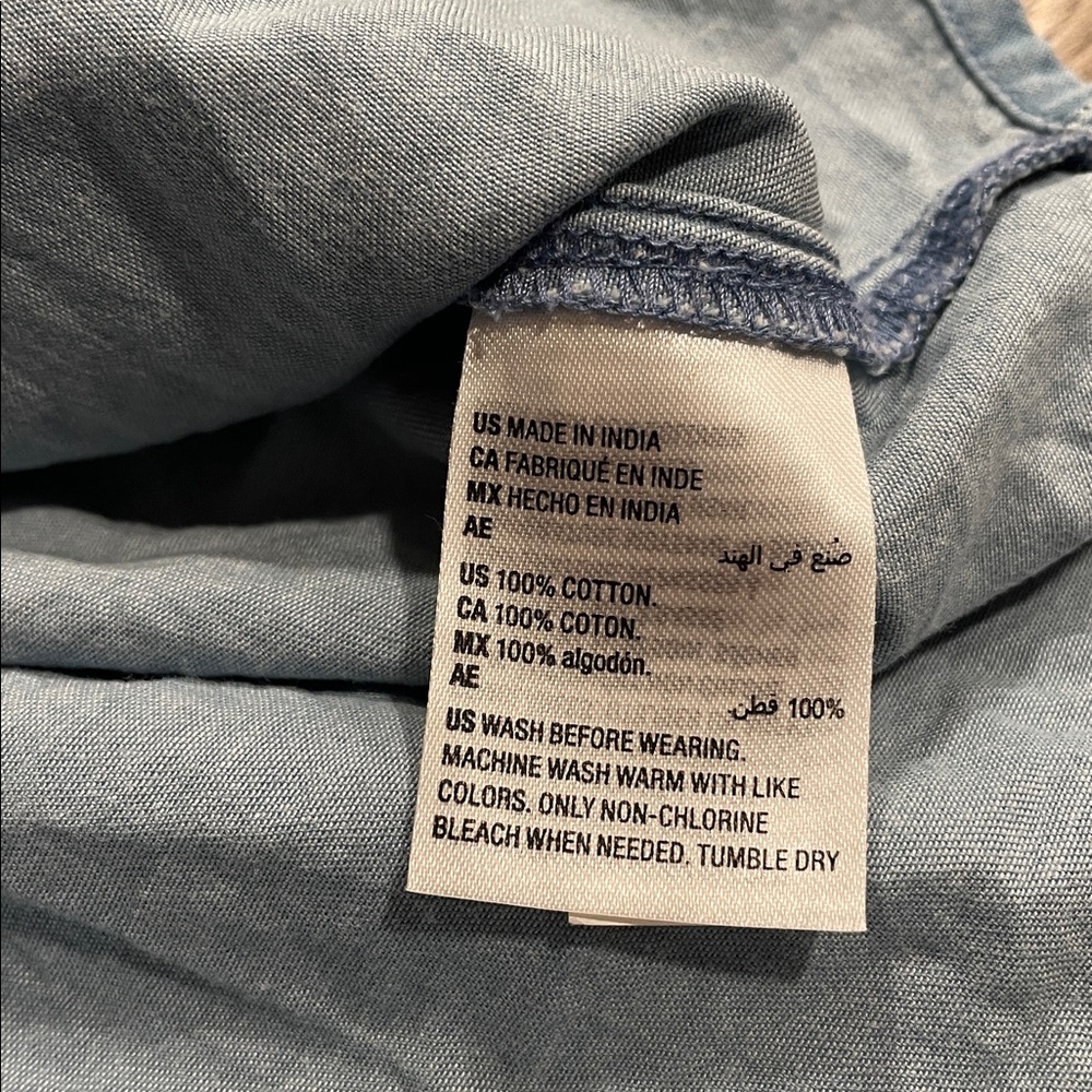 Button Down Shirt Epic Threads Long-Sleeve Cotton Blue Chambray Collar 7 Boys - Picture 4 of 5